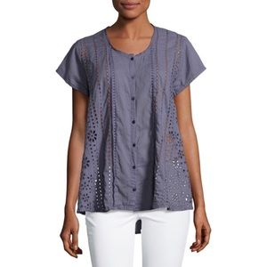 Johnny Was eyelet button down blouse size S